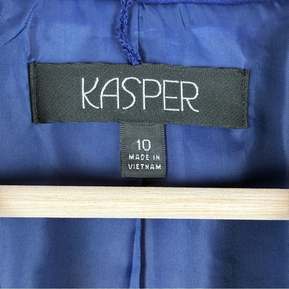 Kasper Blazer 10 Polyester Professional Royal Blue Career Chic Office Siren - Picture 9 of 14